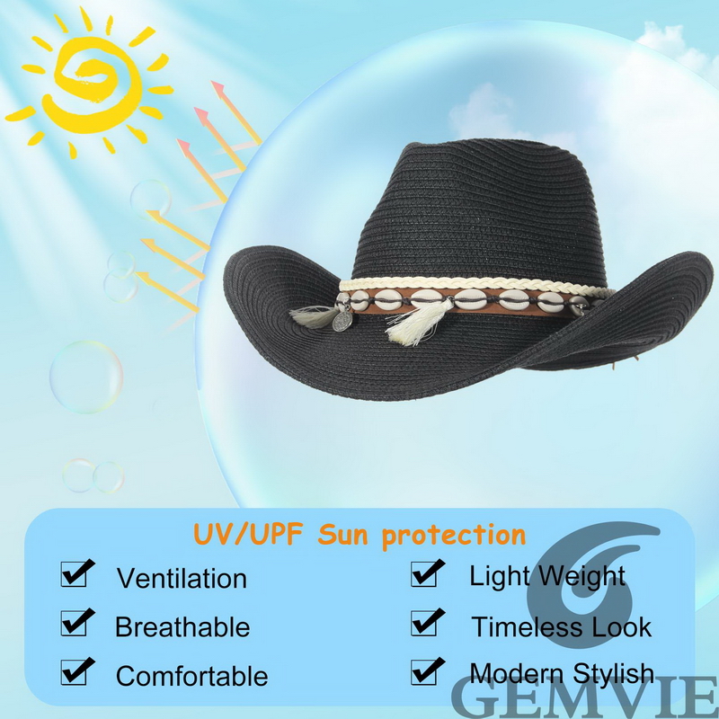 GEMVIE 4 Kolorowy Retro Kapelu – Cowboy Hat Straw recenzja i cena